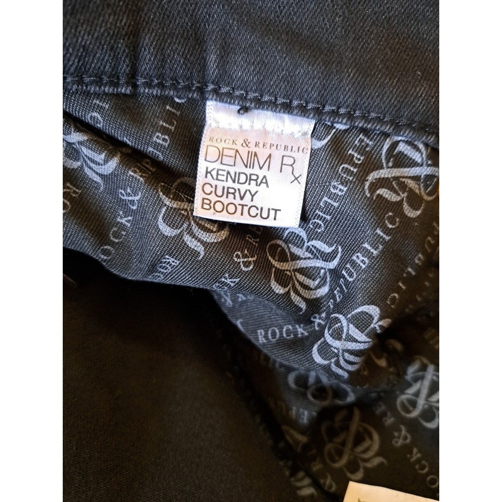 Rock & Republic Women's Black Cotton Kendra Curvy Bootcut Denim Jeans Pants Sz 6 - Picture 9 of 16
